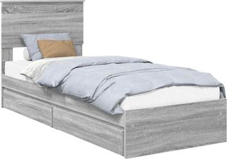 vidaXL Cama Con Almacenamiento Con Cabecera Gris Sonoma 75 X 190 Cm Vidaxl