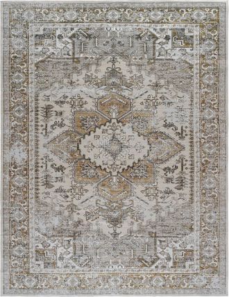 Safavieh Alfombra tradicional de poli&eacute;ster beige/oro, 244 x 305 cm