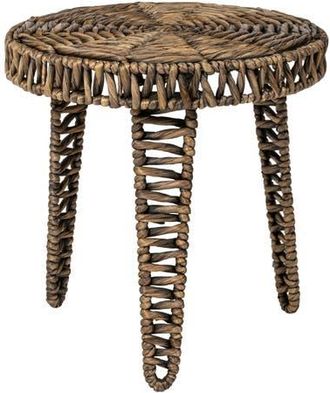 Jonathan Y Designs Amara 17 Coastal Bohemian Handwoven Water Hyacinth Round Tripod End Table in Brown at Nordstrom
