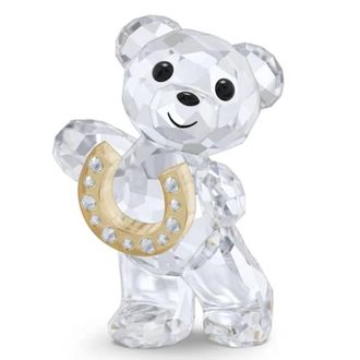 Swarovski Kris Bear Lucky Horseshoe Crystal Figurine