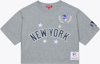 Mitchell & Ness Womens Mitchell & Ness Heather Gray New York Yankees Pep Rally Cropped Boxy T-Shirt at Nordstrom, Size Xx-Large