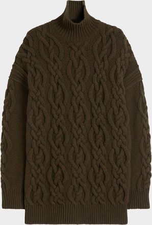 Max Mara Cable-Knit Turtleneck Mini Sweater Dress