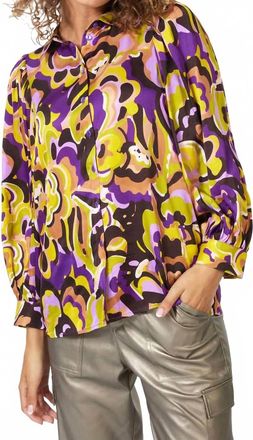 Esqualo Laurel Retro Print Blouse In Purple