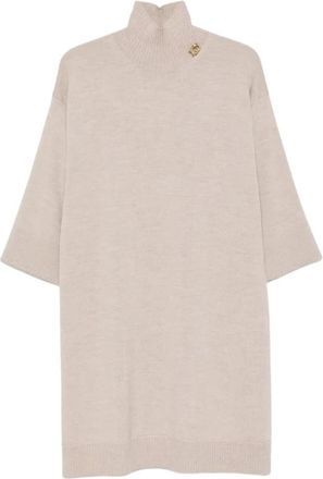 Fabiana Filippi Woljurk met Applicatie - Dames - Kleedjes - Beige - 2XS - Wol - Kleedjes