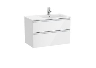 Roca Mueble Unik The Gap Lavabo Derecha 800x460 Lavabo Blanco Dos Cajones Blanco
