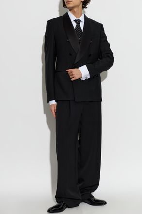 Dolce & Gabbana Wool Pleated Trousers, Mens, Black
