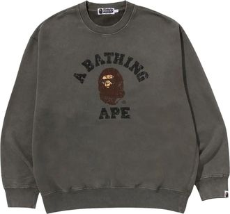 A Bathing Ape Garment Dye College Relaxed Fit Crewneck Olive Drab 1L80-113-308-OLV