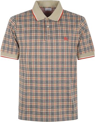 Burberry Pelham Check Knit Polo Shirt - Heren - Polos - Roze - M - Katoen - Tops
