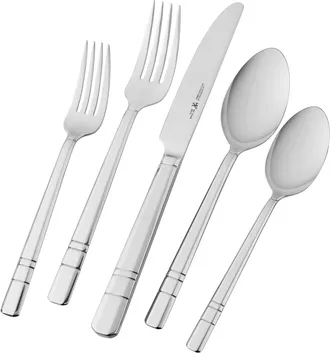 J.A. Henckels International Madison Square 65-piece Flatware Set,18/10 Stainless Steel, Silver