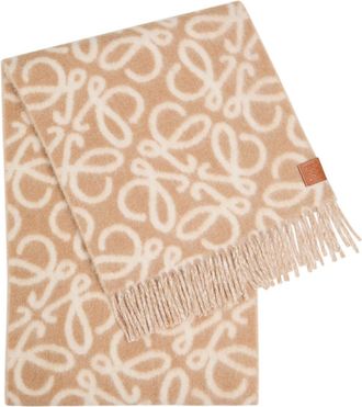 Loewe Anagram-intarsia Alpaca-blend Scarf - Beige - One Size