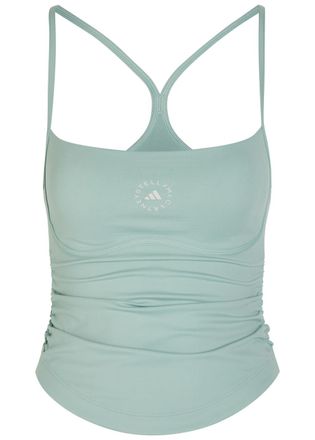 Stella McCartney Adidas X Stella Mccartney Studio Logo Cropped Stretch-jersey top - Light Blue - L (UK14 / L)