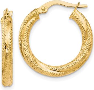 Diamond2Deal 10K Yellow Gold Round Shape Fancy Hoop Earrings