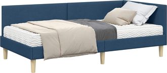 vidaXL Estructura De Cama Esquina Con Colch&oacute;n 2 Uds. Azul 80 X 200 Cm Vidaxl