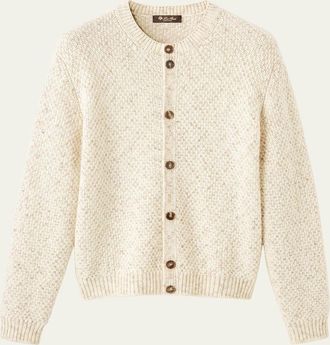 Loro Piana Mens Ash Virgin Wool, Linen and Cashmere Cardigan