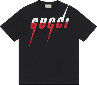Gucci Mens Blade Print T-shirt in Red - Black Cotton - Size Large