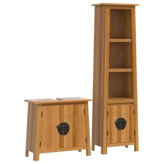 Berkfield Home 2 Piece Bathroom Furniture Set Solid Wood Pine in Brown