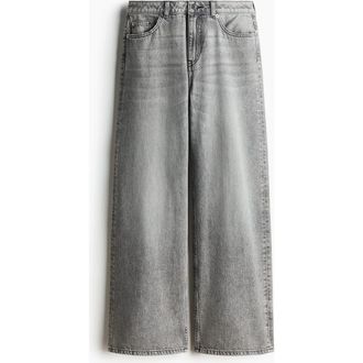 H&M Baggy Regular Waist Jeans in Light Gray at Nordstrom, Size 10