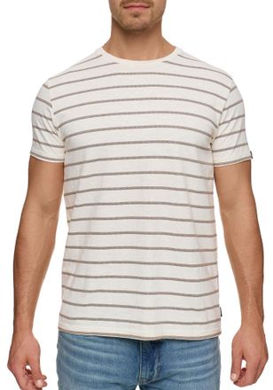 Indicode Rundhalsshirt INDICODE INRima, Herren, Gr. XXL, gelb (vanilla), Single Jersey, Obermaterial: 100% Baumwolle, gestreift, regular fit normal, Rundhals, 