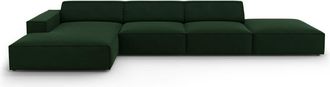 MICADONI Sofá esquinero izquierdo 5 plazas de terciopelo verde botella