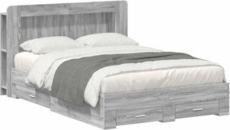 vidaXL Estructura De Cama Con Almacenamiento Sonoma Gris 140 X 200 Cm Vidaxl