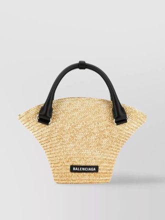 Balenciaga mini straw beach bag