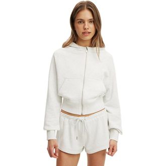 Cotton On Womens Active Raglan Zip Through Hoodie in Light Grey Marle at Nordstrom, Size X-Large