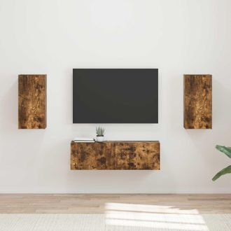 vidaXL Conjunto De Mueble Para Tv De Pared 4 Uds. Roble Ahumado Vidaxl
