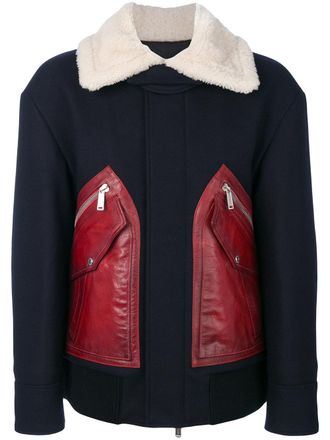 Dsquared2 contrast coat - men - Cashmere/Polyurethane/Polyamide/Calf Leather/Nylon/Polyester/Lamb Fur/Virgin Wool - 46 - Blue