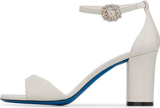 Loriblu Sandalen van glanzend leer tofu. - Dames - Sandalen met hakken - Wit - 41 EU - Leer - Schoenen