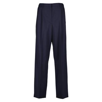 Miu Miu Wool Trousers - female - Miu Miu - Wide Trousers - Blue - XS - Trousers