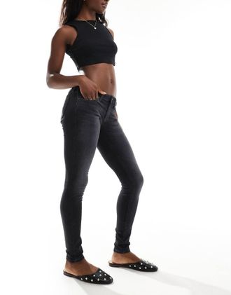 Tommy Jeans Sophie - Jeans skinny neri a vita bassa-Nero