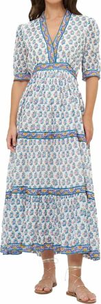 Oliphant V-Neck Cuffed Maxi Dress In Crocus Blue