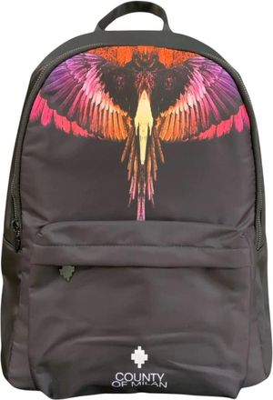 Marcelo Burlon Zaino stampa orange wings - unisex - Tassen - Zwart - Maat: ONE Size Nylon