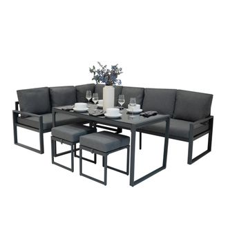 MonsterShop Aluminium Corner Sofa Set - Anthracite Grey