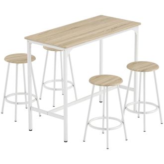 HOMCOM Muebles de bar 110x50x89.5 cm natural y blanco