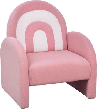 OEM Sof&aacute; Infantil Con Respaldo En Forma De Arco&iacute;ris Mini Sof&aacute; De Tejido Suave De Borreguito Para Ni&ntilde;os 45x41x52 Cm Rosa