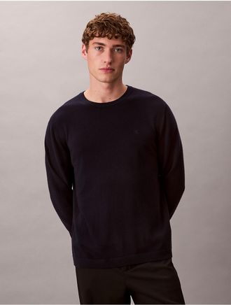 Calvin Klein Mens Merino Wool Classic Sweater - Blue - 2XL