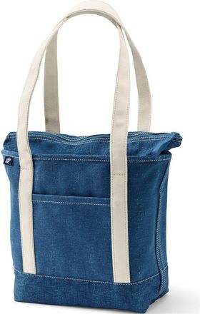 Lands End Zip Top Long Handle Canvas Tote Bag in Denim Blue at Nordstrom, Size Large