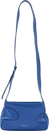 Ferragamo Ferragamo Mini Cut-Out Detailed Shoulder Bag in Blue Calf Leather