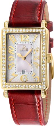 Gevril Group Ave of Americas Mini IPYG Stainless Steel DIamond Case,White MOP Dial.... Swiss Quartz Watch