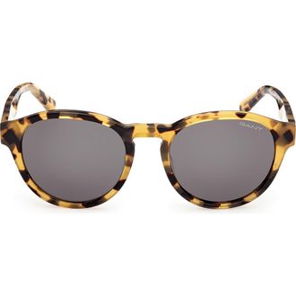 GANT Round Sunglasses in Blonde Havana /Green at Nordstrom Rack