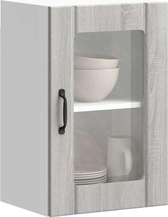 vidaXL Pensile da Cucina con Porta in Vetro Lucca Grigio Sonoma - Vidaxl