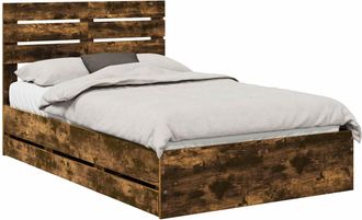 vidaXL Estructura De Cama Roble Ahumado 120 X 190 Cm Madera Ingenieril Vidaxl