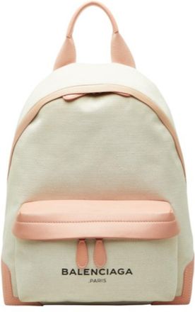 Balenciaga Pink White Canvas Leather Backpack (Pre-Owned)