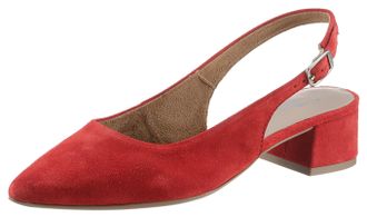 Tamaris Slingpumps TAMARIS, Damen, Gr. 36, rot, Veloursleder, unifarben, Schuhe Slingpumps, Blockabsatz, Abendschuh, Sommerschuh mit verstellbarem Riemchen