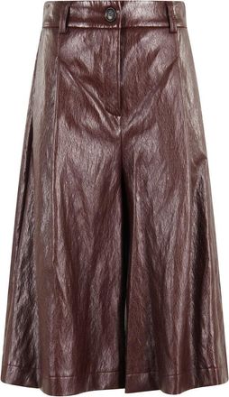 SOLOTRE Wide Leg Pants With Pleated Design And Barolo Finish