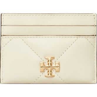 Tory Burch Kira Diamond Quilted Leather Card Case in Warm White at Nordstrom