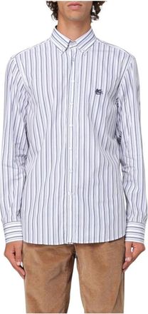 Etro Casual Shirts, male, White, 2XL, Striped Cotton Shirt for Men