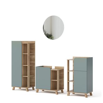Vicco Conjunto De Muebles De Ba&ntilde;o Karen, Gris Azulado, 4 Partes