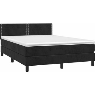 vidaXL Vidaxl - Cama Box Spring Colch&oacute;n Y Led Terciopelo Negro 140x200 Cm